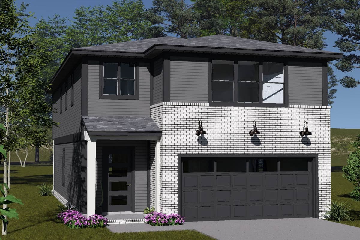 Modern 4 Bedroom House Plan with Upstairs Master Suite and Loft — exterior