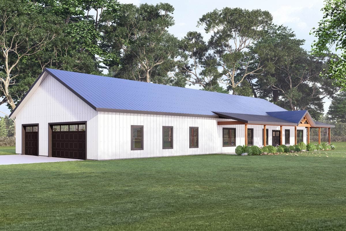 Modern Farmhouse Barndominium House Plan with 3 Beds and 3 Car Garage — exterior