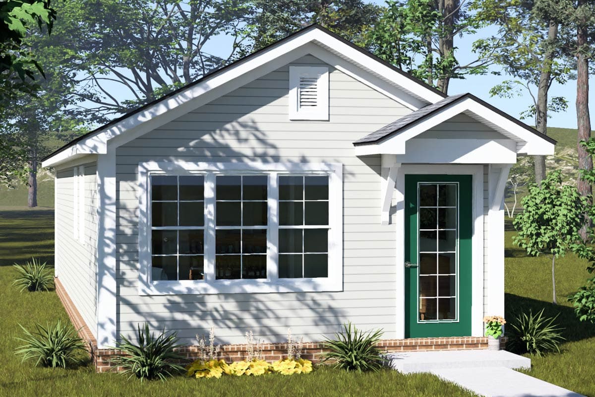 Compact Country House Plan with Open Living and Private Bedroom — exterior