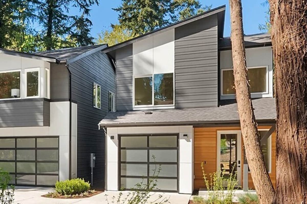 Narrow Modern 2 Bedroom House Plan with 1-Car Garage — exterior