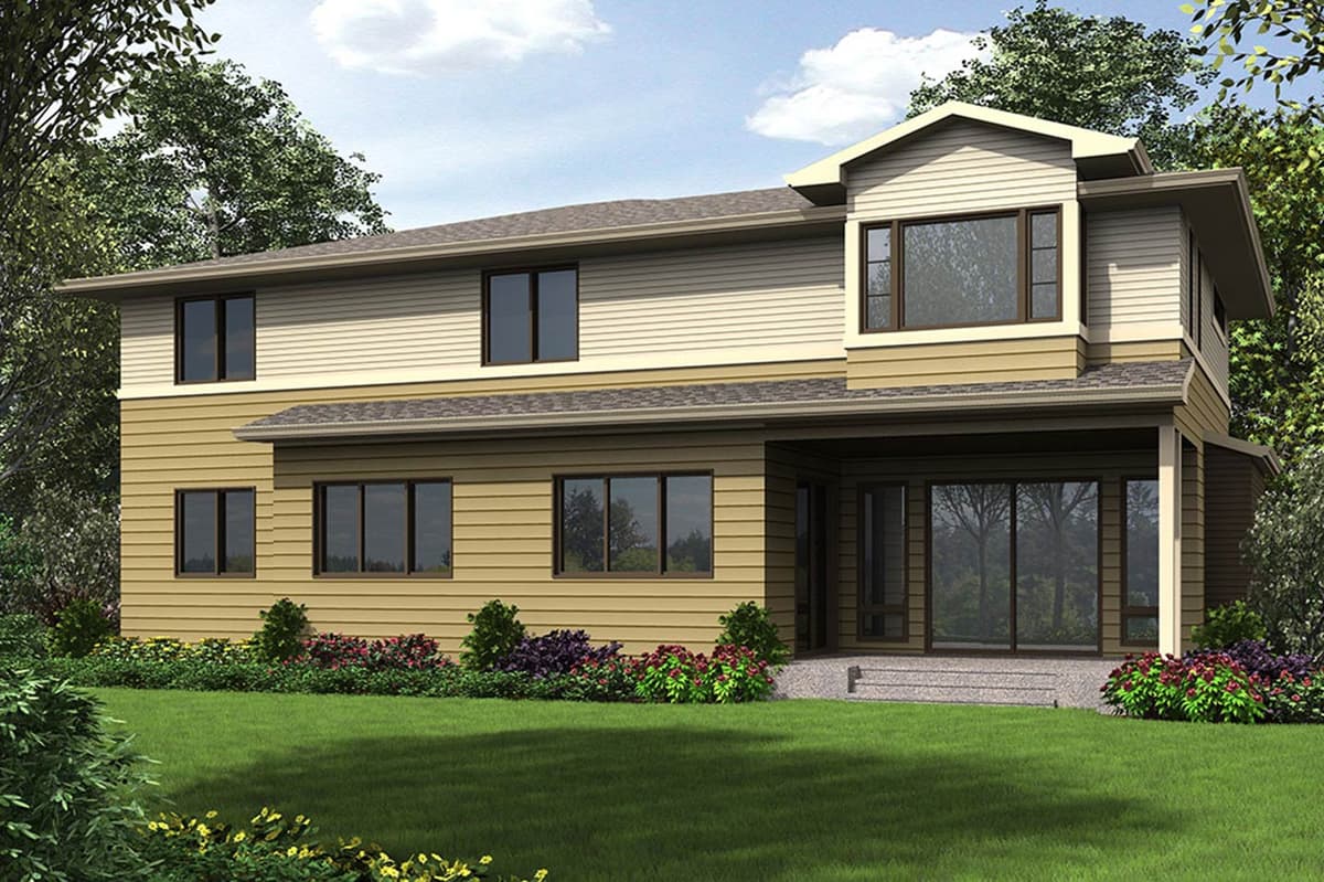 Contemporary 6-Bedroom House Plan with Daylight Foundation and Bonus Room — exterior