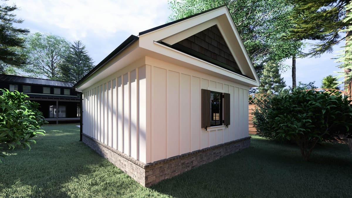 Cottage-Style Detached Garage Plan with Workshop — exterior