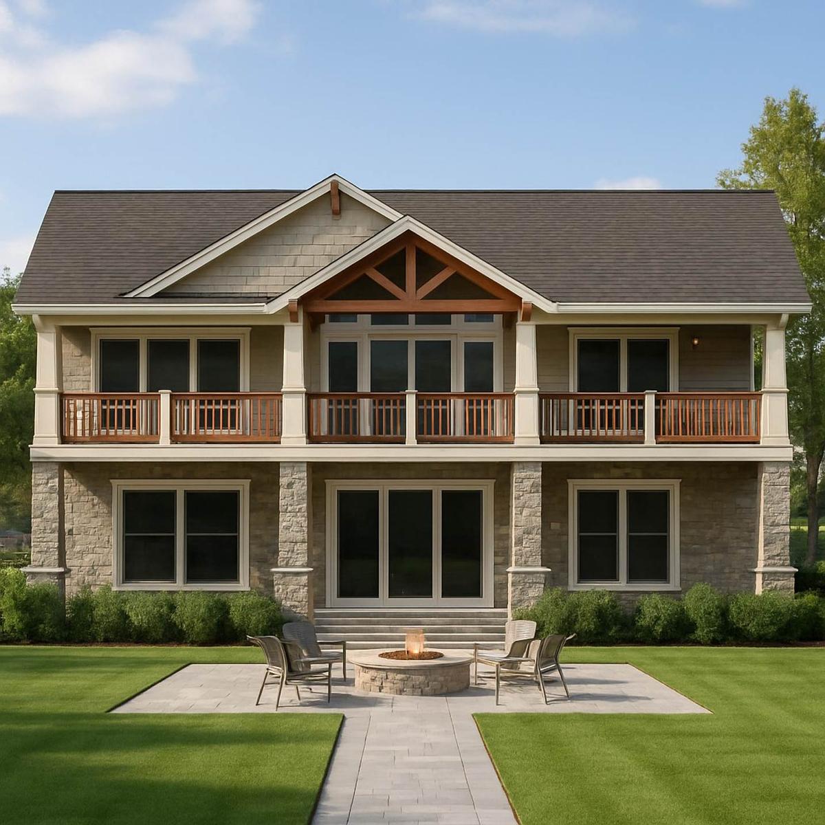 Mountain Craftsman House Plan with Flexible Bedrooms and Wrap-Around Porch — exterior