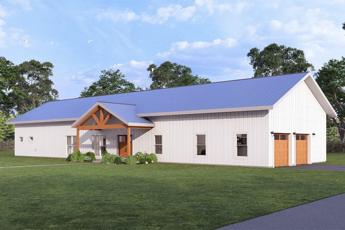 Barndominium House Plan with 3 Bedrooms and 2-Car Garage — exterior