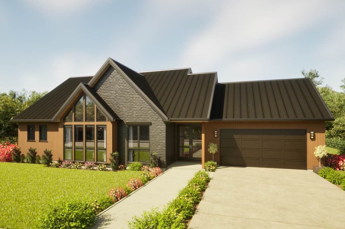 Sleek Contemporary Farmhouse House Plan with 3 Beds and 2-Car Garage — exterior