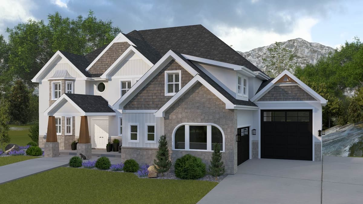 Exquisite 4-Bedroom Modern Farmhouse Plan with 5092 Sq Ft and Master Suite on Main Level — exterior