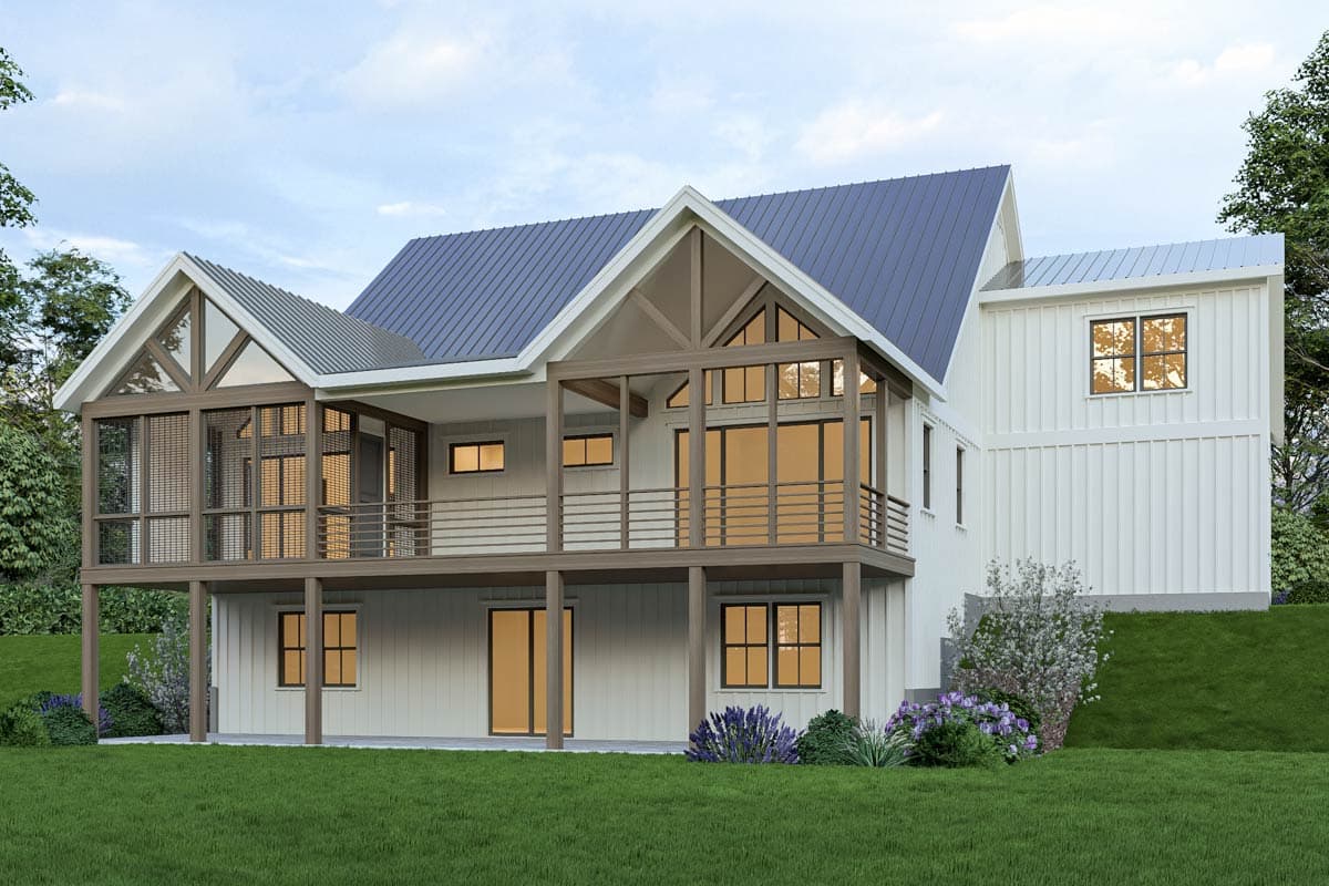 Modern Farmhouse House Plan with 4 Beds and Vaulted Ceilings — exterior