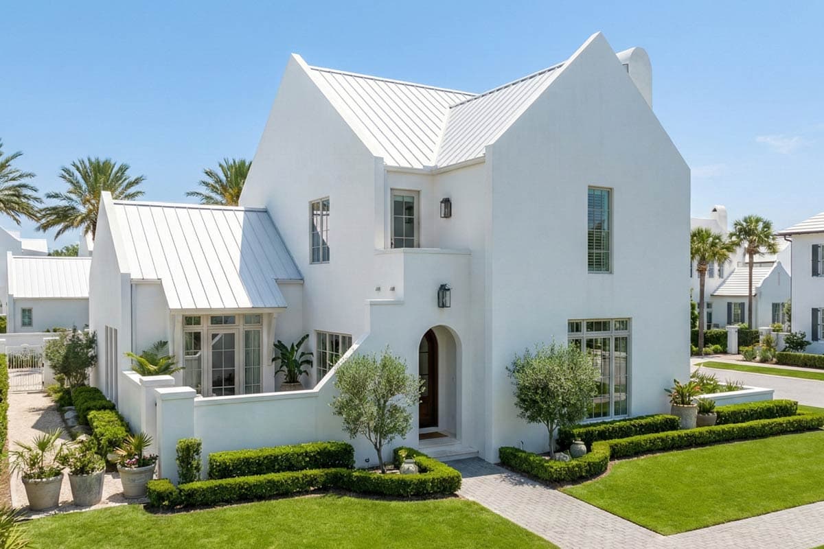 Coastal Contemporary House Plan with 3 Beds and Courtyard Living — exterior