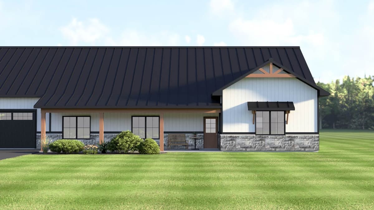 Modern Barndominium House Plan with Apartment, 6 Bedrooms, and Workshop — exterior