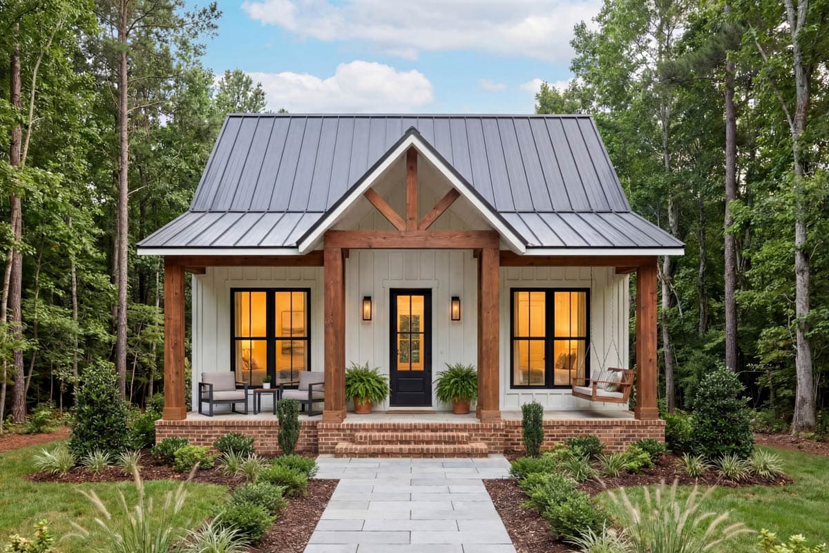Southern Farmhouse House Plan with 2 Beds and Large Porches — exterior