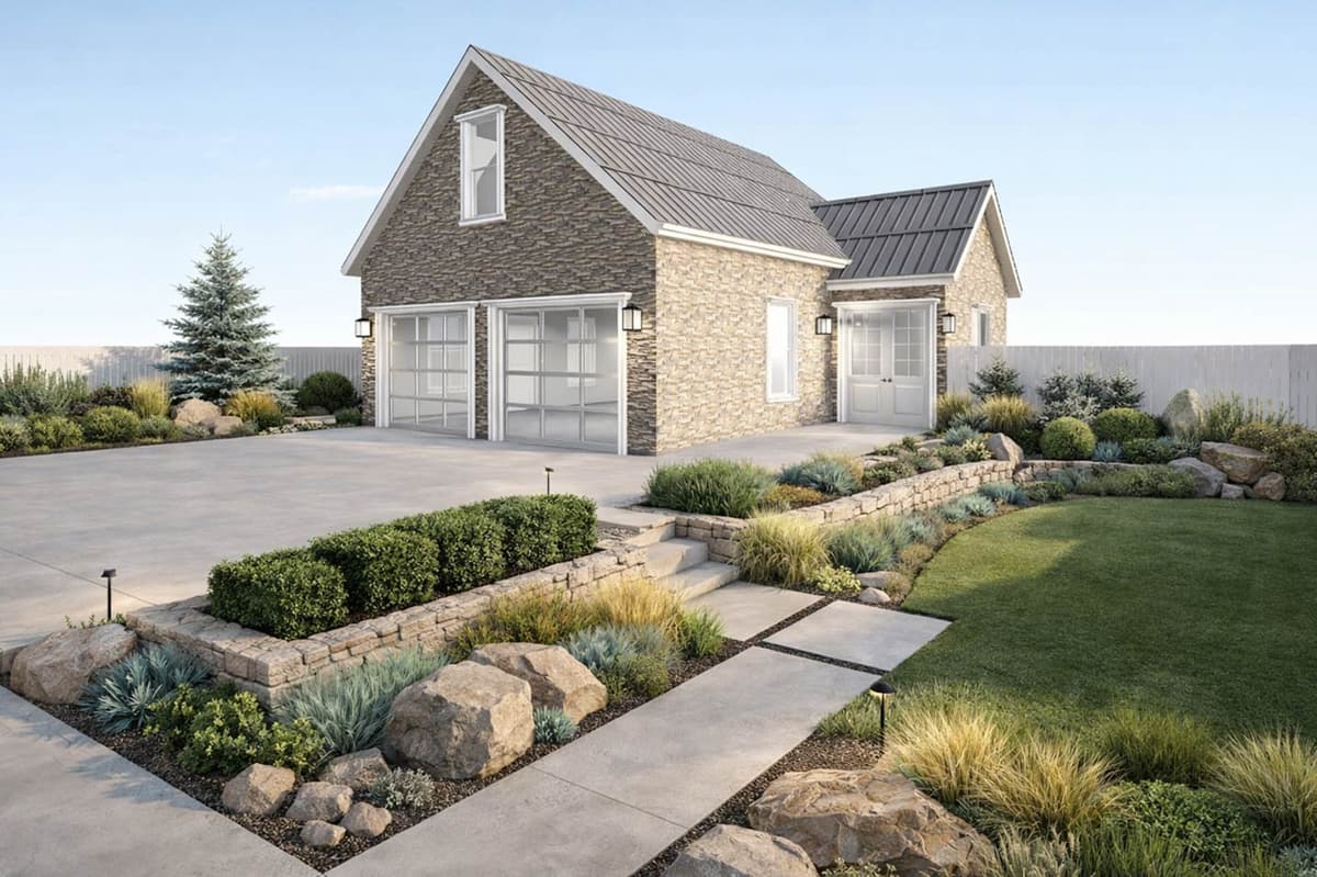 Traditional Two-Car Garage with Versatile Finished Bonus Living Space — exterior