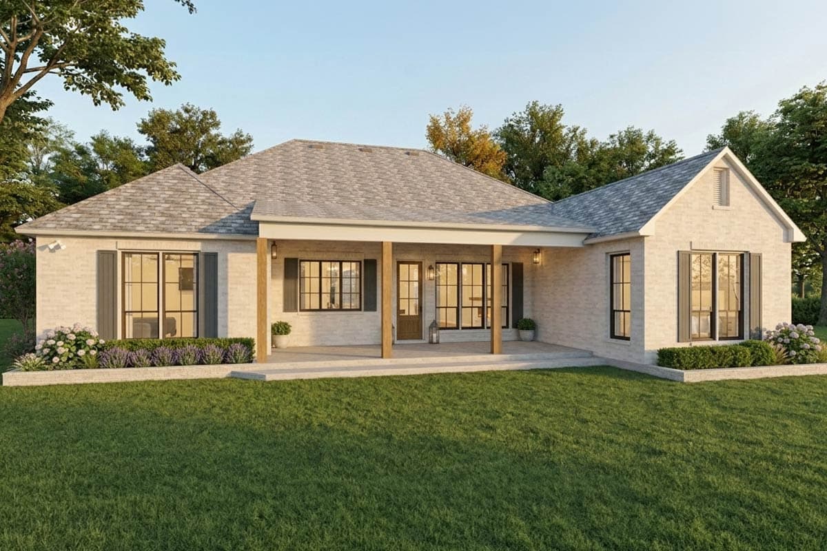 Elegant French Country House Plan with 3 Bedrooms and Home Office — exterior