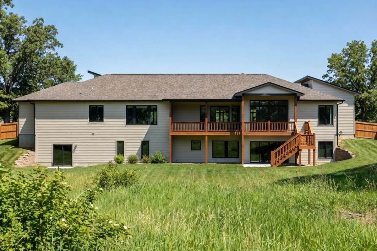 Contemporary 6-Bedroom House Plan with Walkout Lower Level and 4-Car Garage — exterior