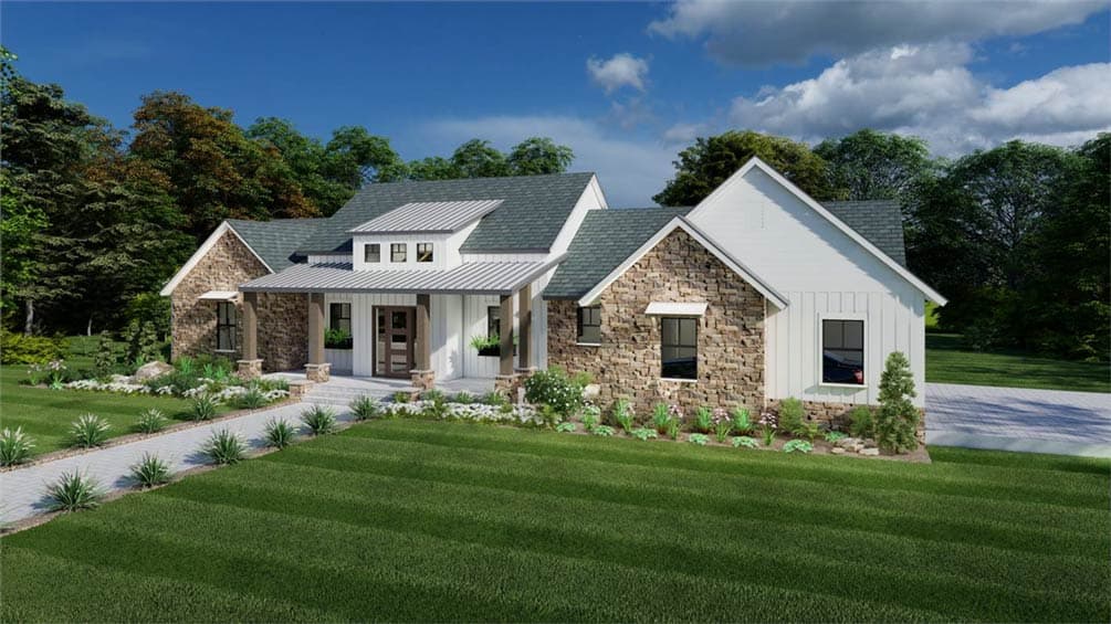 Modern Farmhouse House Plan with 3 Beds, Split Layout, and Open Living — exterior