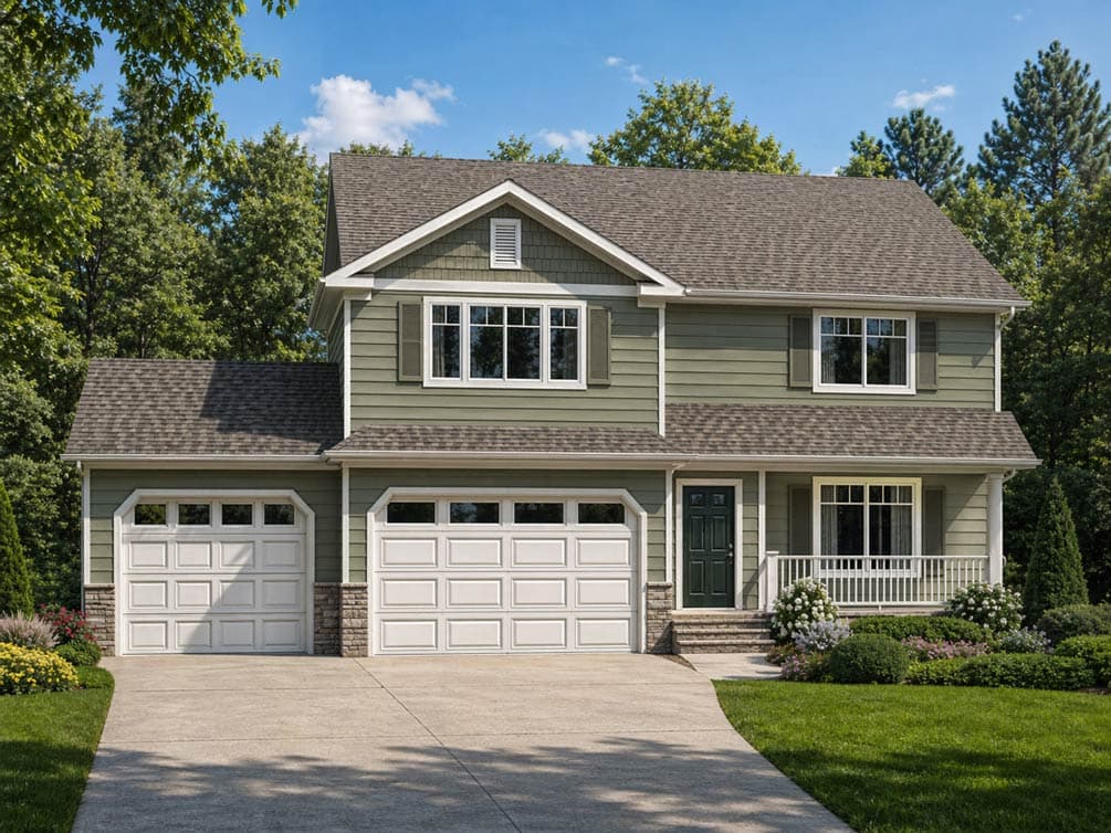 Two-Story Traditional House Plan with Upstairs Retreat and a 3-Car Garage — exterior