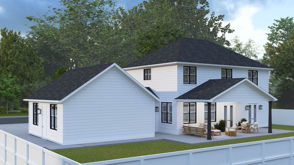 Traditional Farmhouse House Plan with 3 Bedrooms, Loft, and Front Garage — exterior