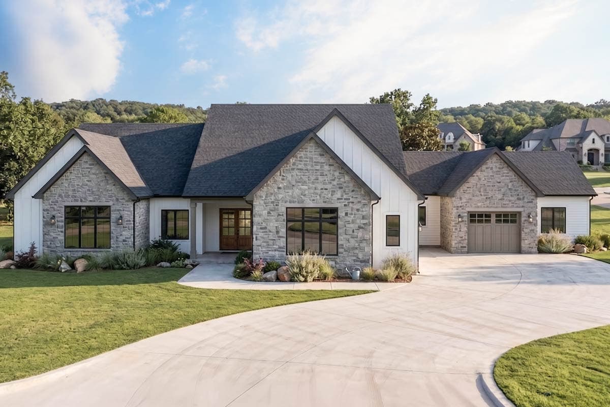 Contemporary Modern Farmhouse House Plan with 4 Beds and In-Law Suite — exterior