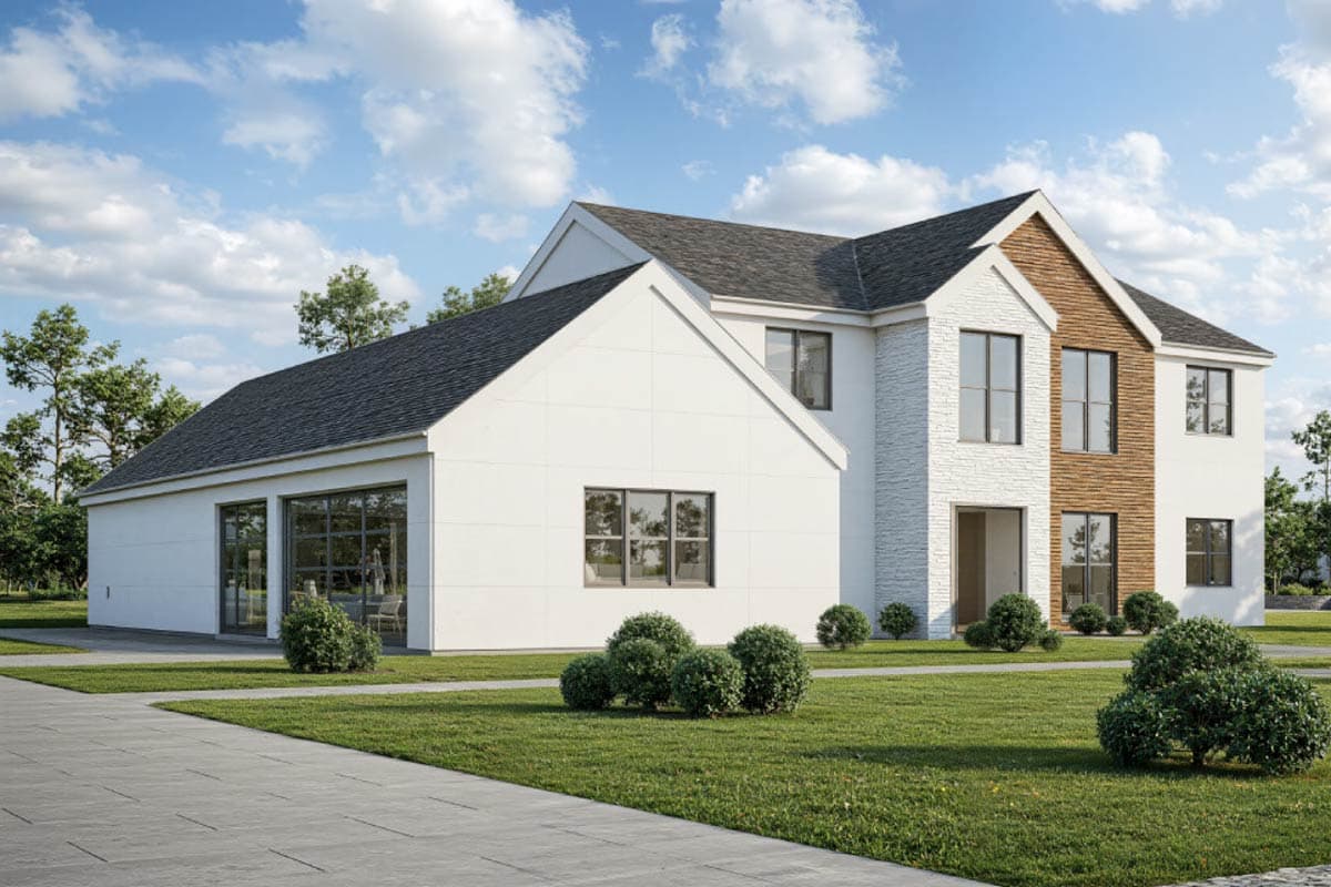 Contemporary European House Plan with 5 Bedrooms and 3-Car Garage — exterior