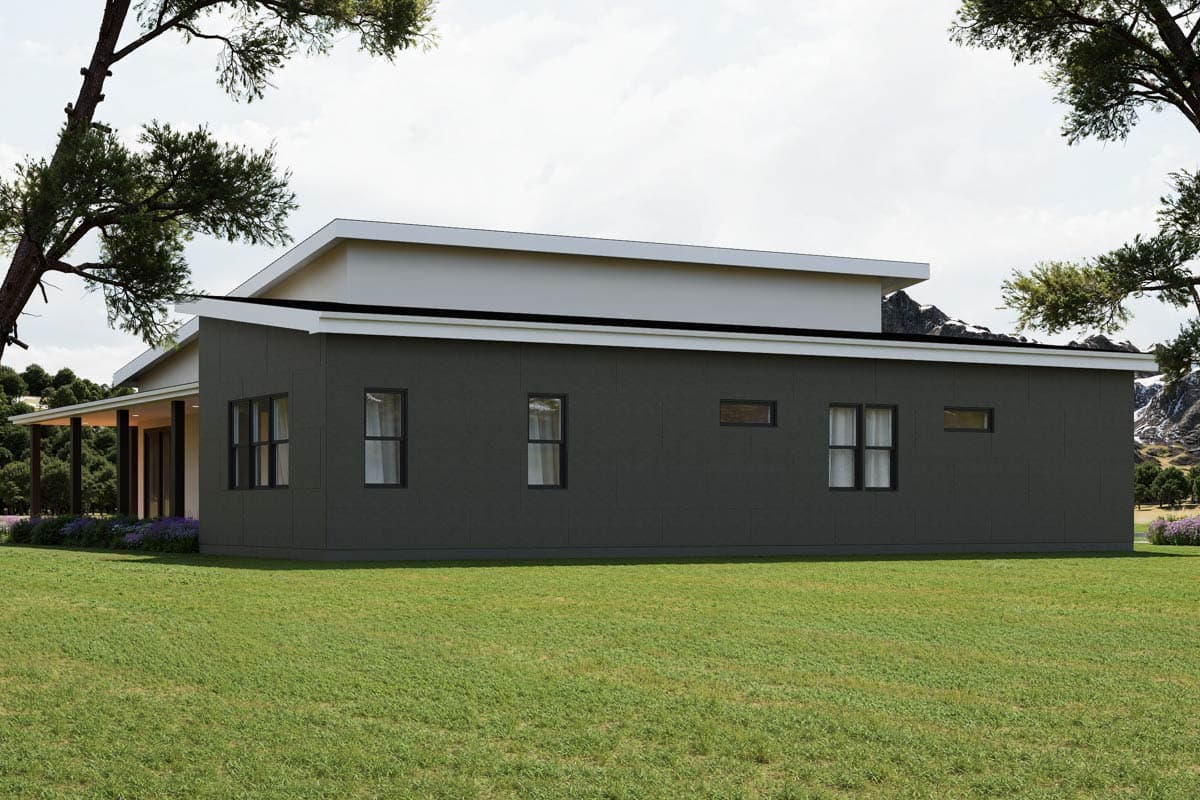 Sleek Modern House Plan with 3 Bedrooms and Dedicated Home Office — exterior