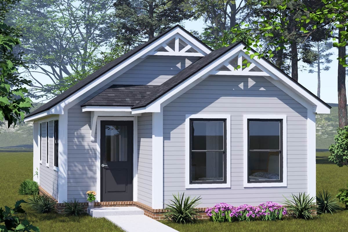 Charming Country House Plan with Split Bedrooms and Rear Porch — exterior