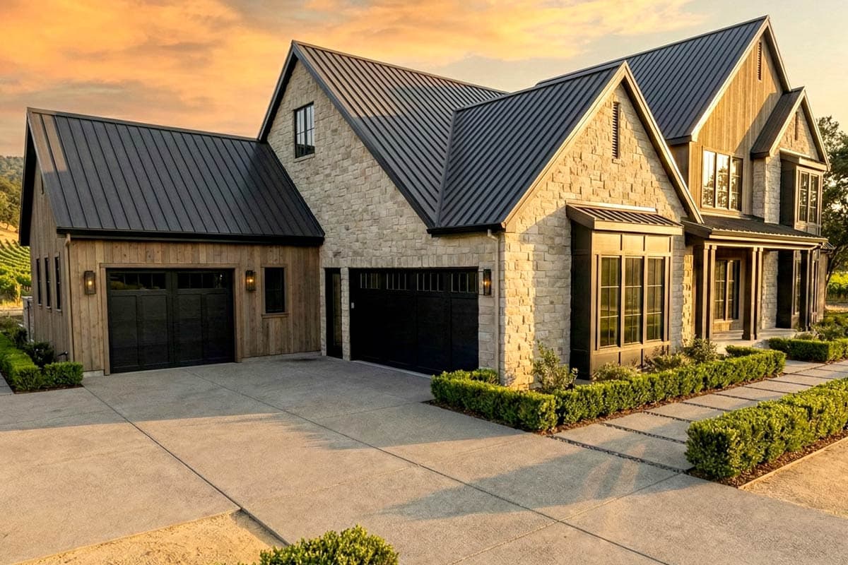 4-Bedroom Transitional Farmhouse House Plan with Gourmet Kitchen — exterior