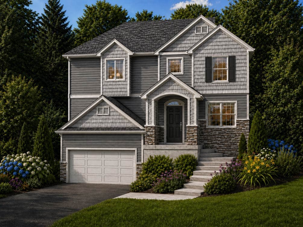 Craftsman House Plan with 4 Beds and Walkout Garage — exterior