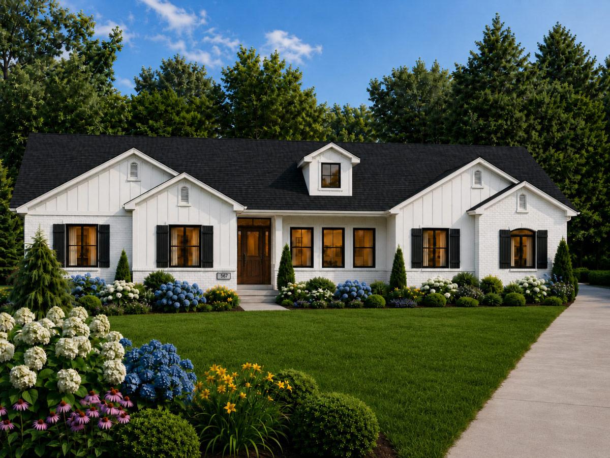 Farmhouse House Plan with 2212 Sq Ft and Versatile Bedrooms — exterior