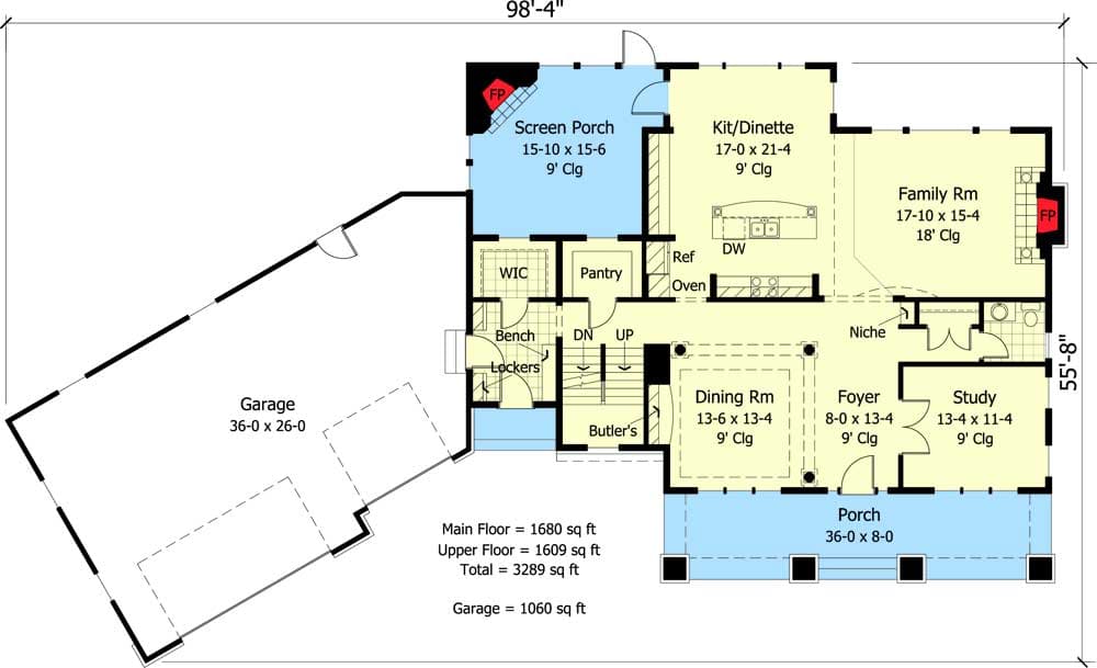 Craftsman Home Plan with Open Floor Plan & Vaulted Family Room — exterior