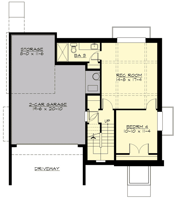 Contemporary House Plan for Sloping Lot — exterior