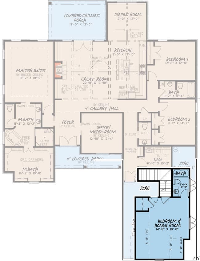 3 Bed House Plan with Brick Exterior and Bonus Over Garage — exterior