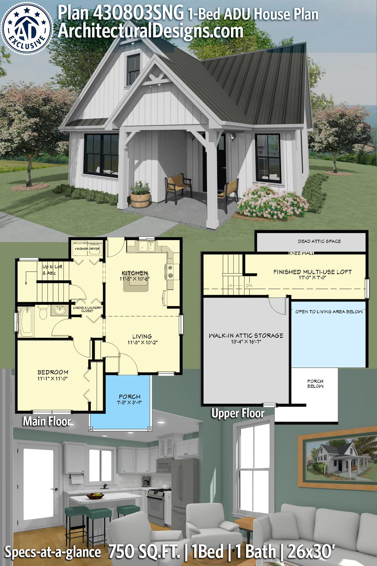 Exclusive ADU Home Plan with Multi-Use Loft — exterior