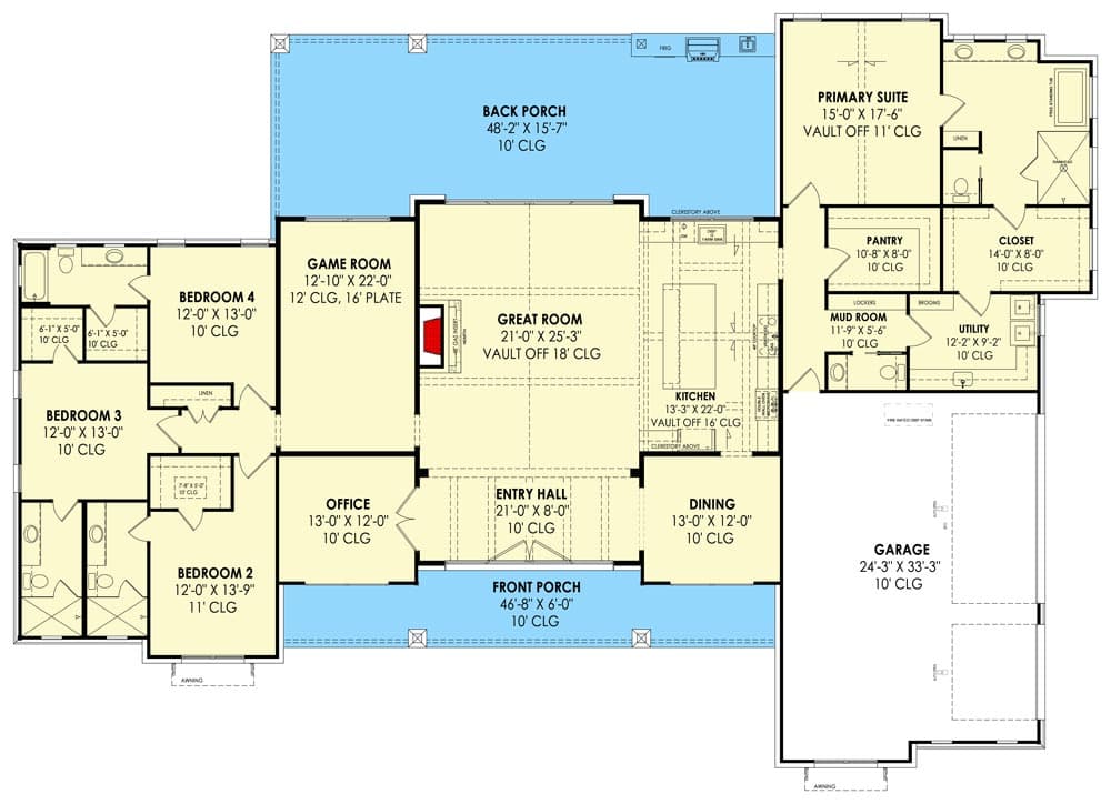 Modern Craftsman Farmhouse Under 3700 Square Feet with Private Primary Suite — exterior