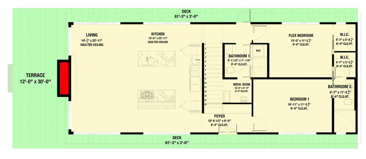2 Story Cabin Home Plan with Two Story Great Room and 2nd Level Master Suite — exterior