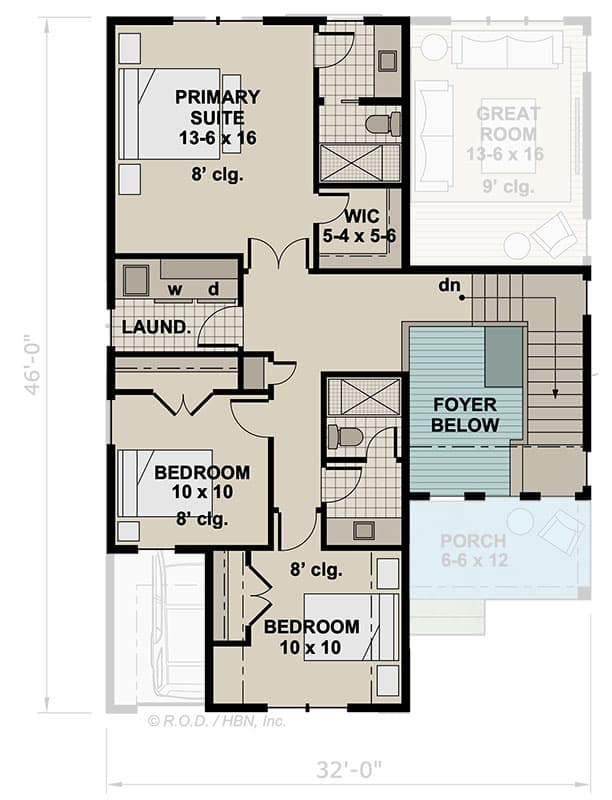 Two-Story Modern Farmhouse Plan with Two-Story Foyer — exterior