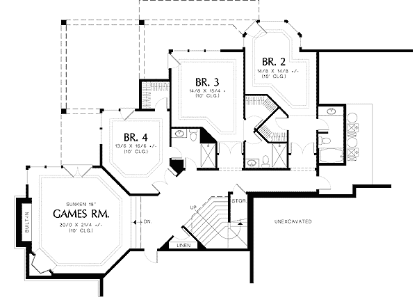 European Home Plan For Sloping Lot — exterior