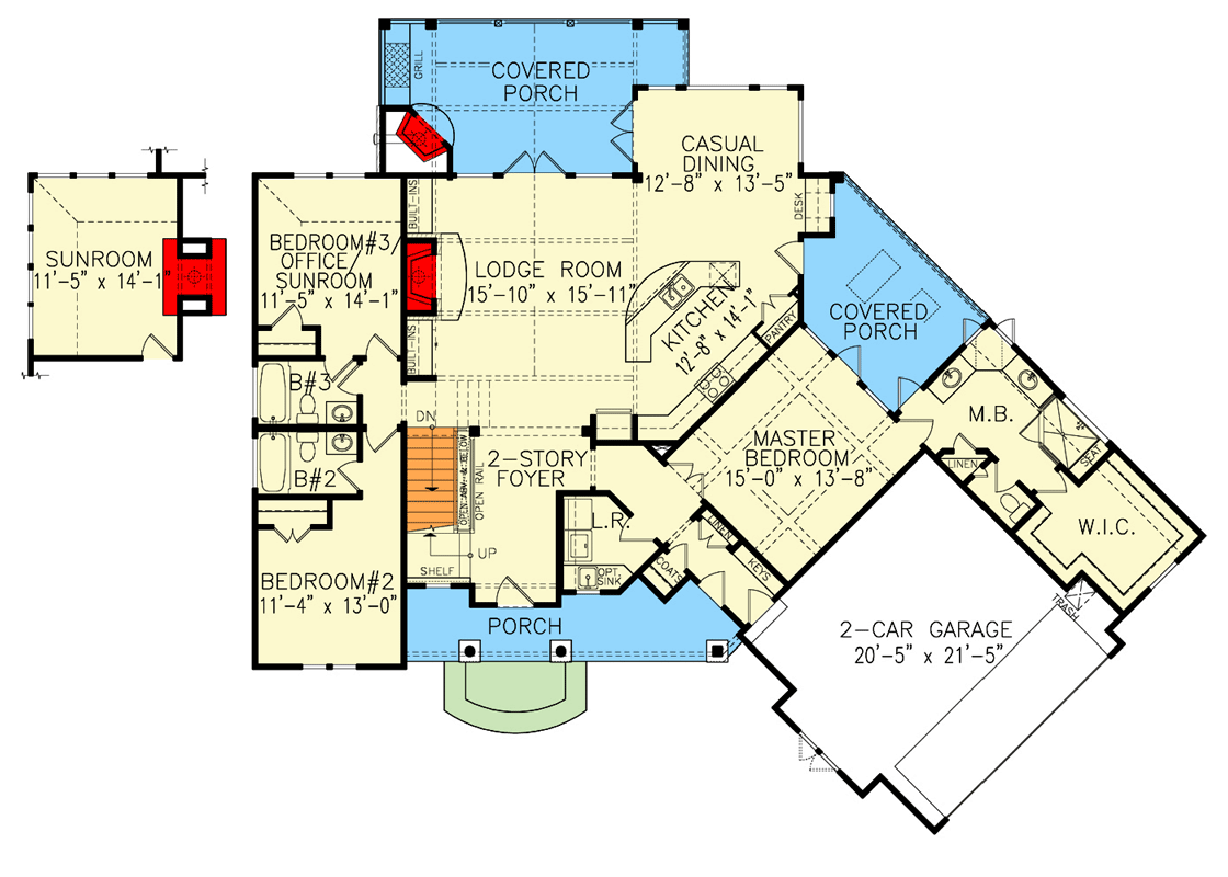Main Level with Optional Sunroom Layout