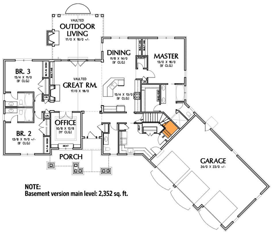 Basement Version - Main Level (2,352 sq. ft.)