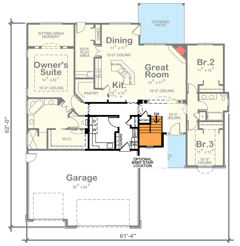 Main Level - Basement Stairs Location (Bonus Stairs Removed)