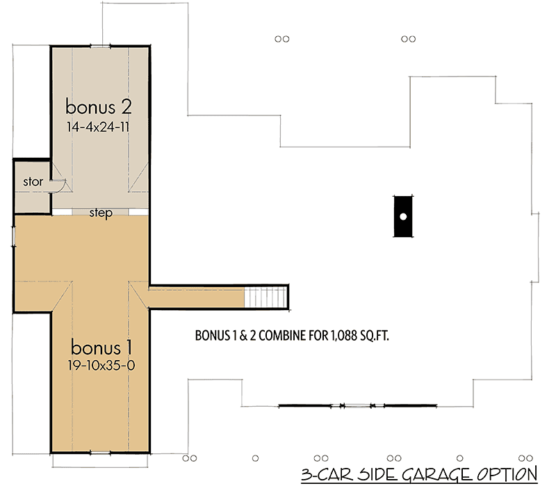 3-Car Side Garage Option - Upper Floor