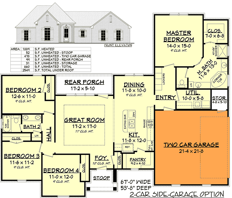 2-Car Side-Garage Option