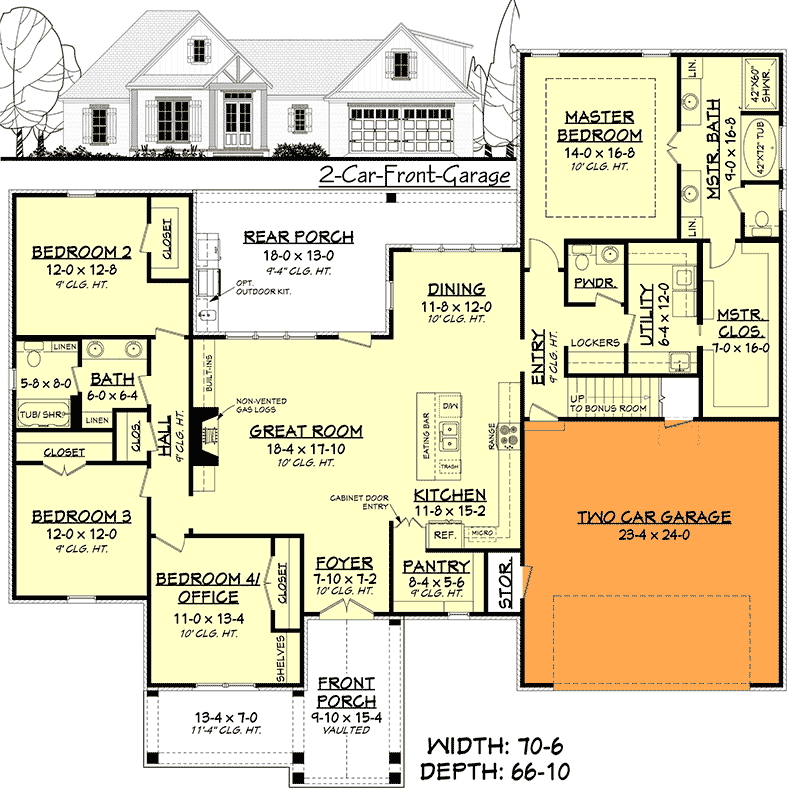 2-Car Front Garage Option