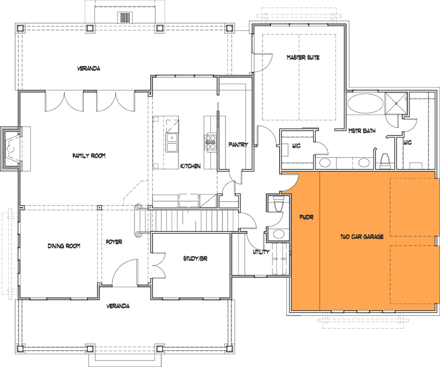 Main Floor - 2-Car Side Garage Option