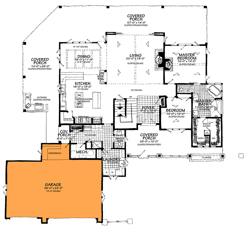 Alternate 3-Car Front Facing Garage