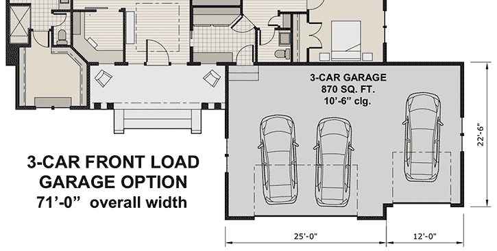 3-Car Front Load Garage Option