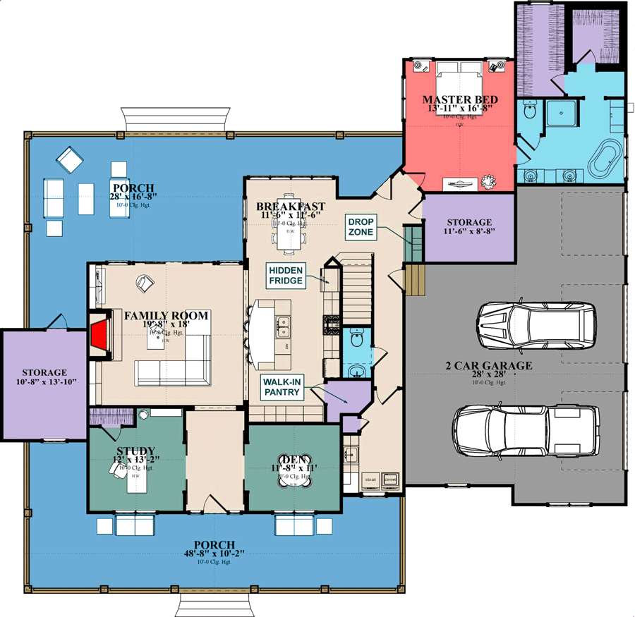 Plan 86342HH: Two-story Country House Plan with Ample Storage Space