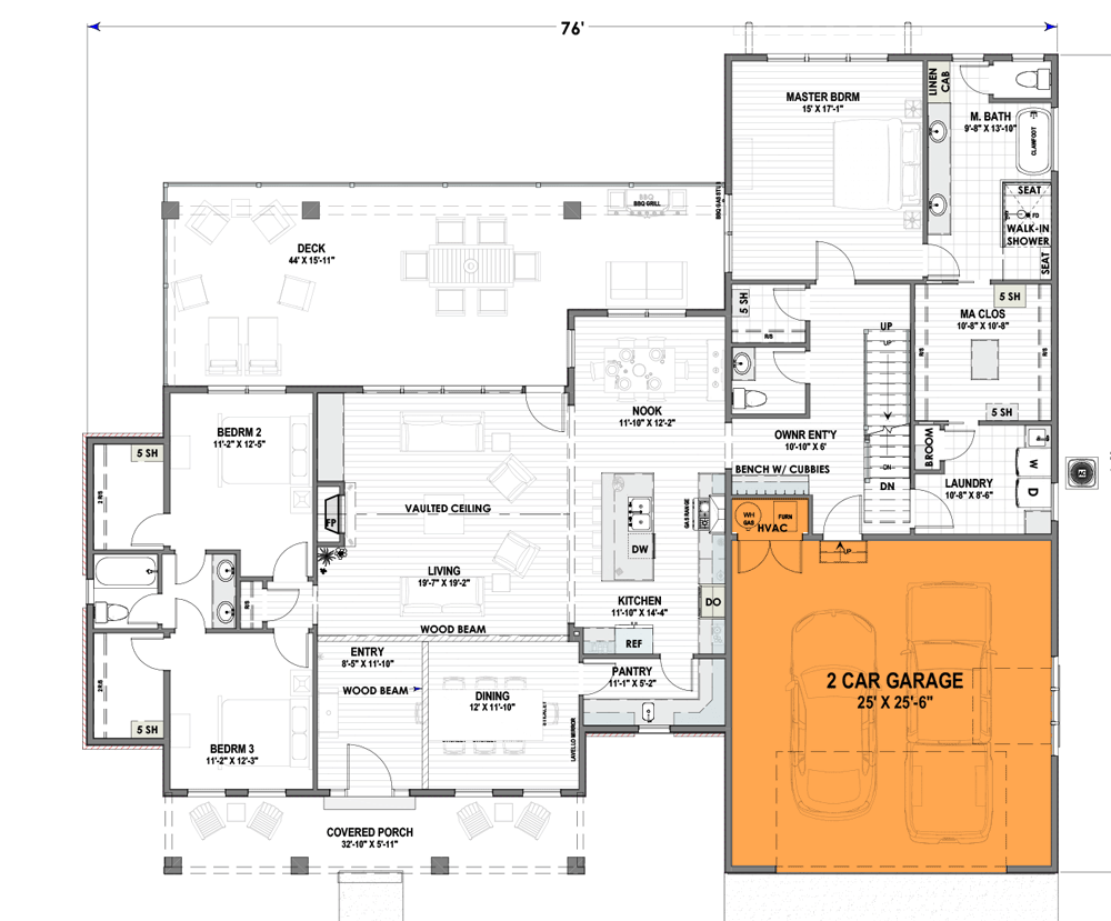 2-Car Front Facing Garage Option (+$195)