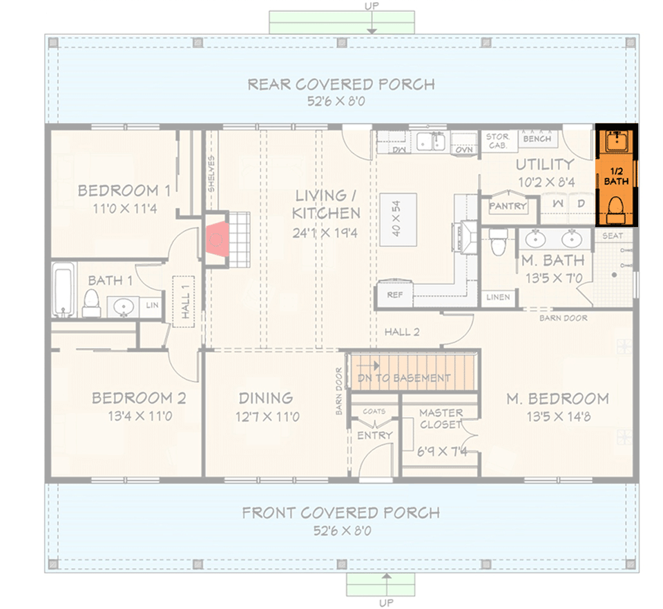 Main Level - Basement Foundation & 1/2 Bath Option (+$590)
