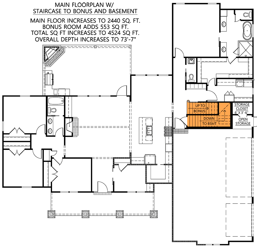Main Floor - Bonus and Basement Option Stairs Location