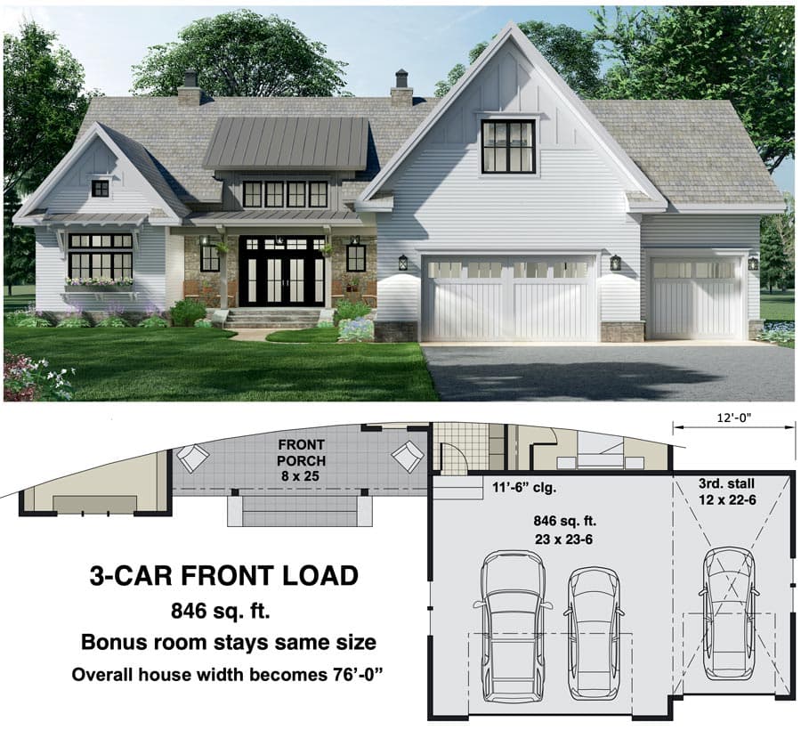 3-Car Front Entry Garage Option (+$400)