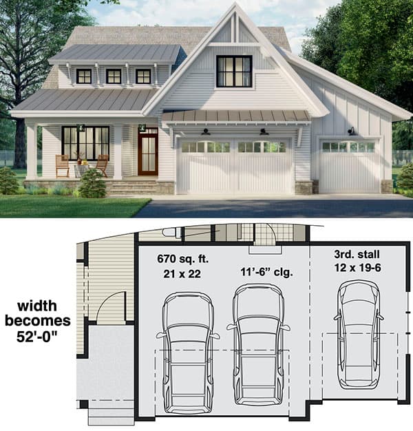 3-Car Front Garage Option
